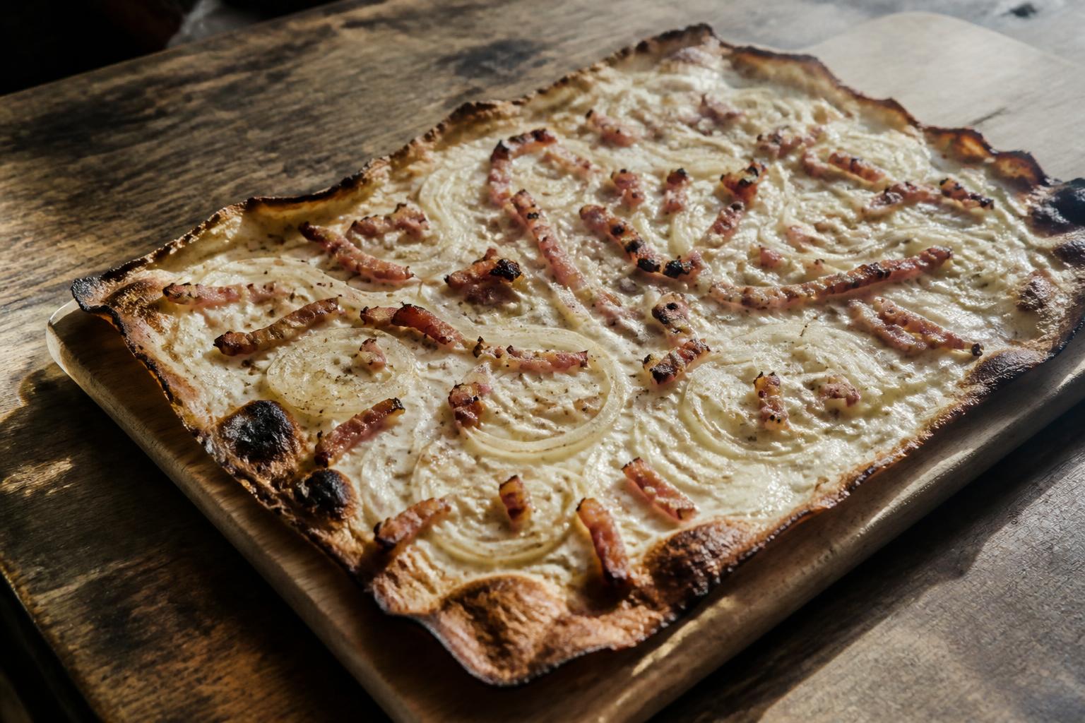 Flammkuchen: Alsace's Crispy Crème Fraîche Flatbread